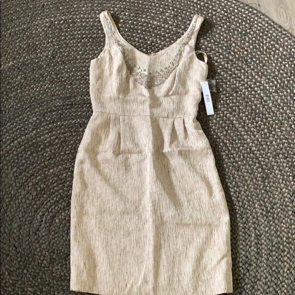 NWT gold / caramel cocktail dress with beading